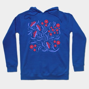 Folk floral art print . Flowers abstract art , poster. Hoodie